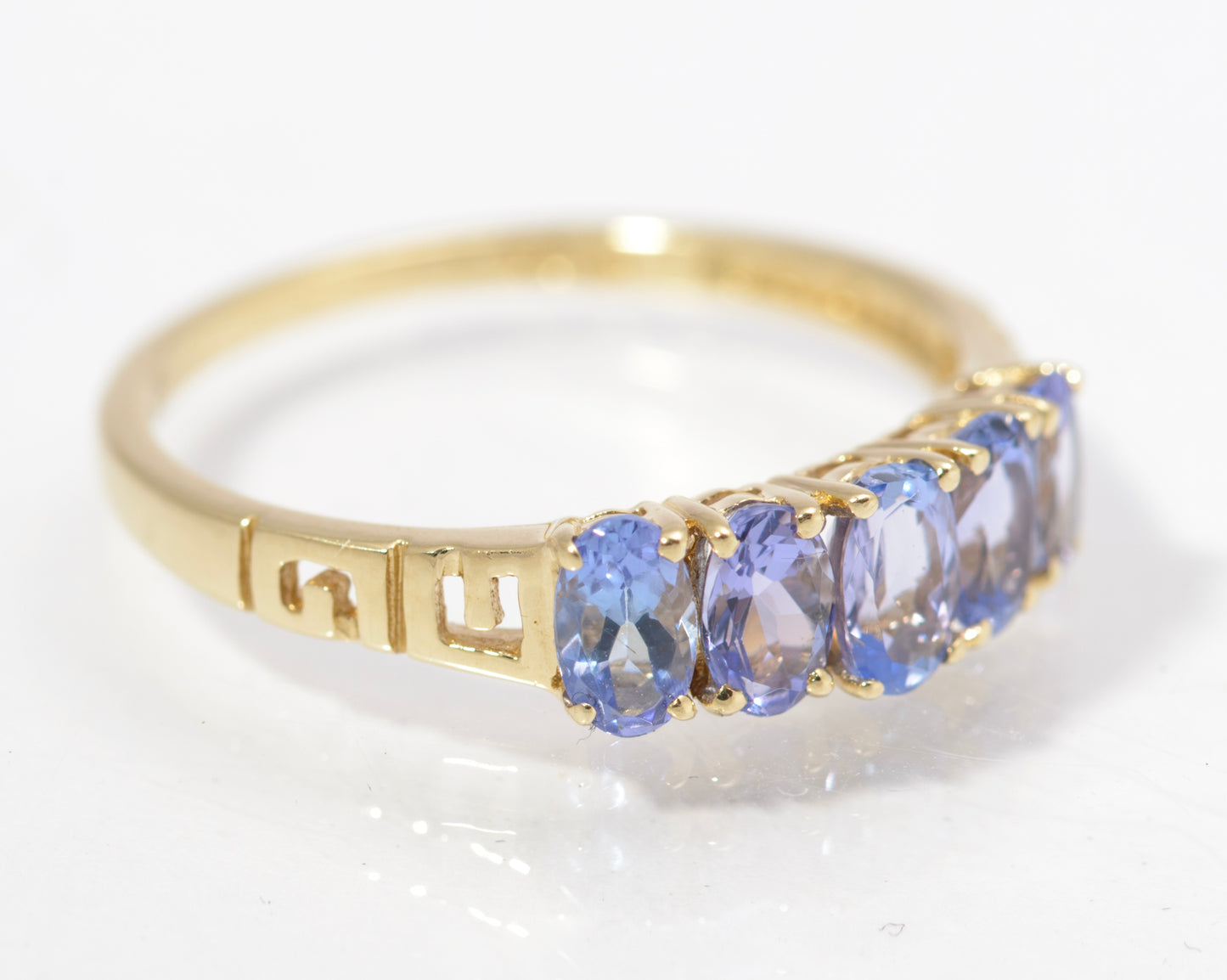 Vintage 9ct Gold Ring With 5 Natural Tanzanite Gemstones UK Size O1/2 (C2843)
