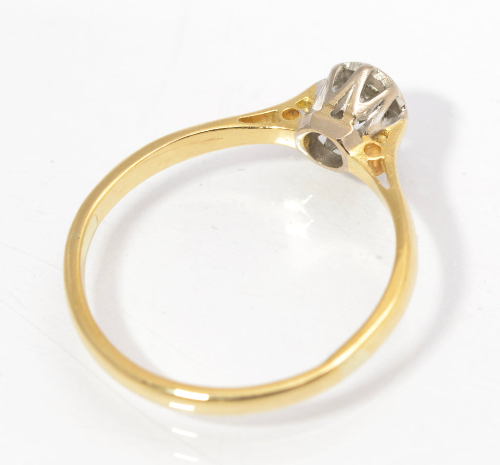 Vintage 18ct Gold & Natural 3.3mm Diamond Solitaire Ring UK Size P (C2845)
