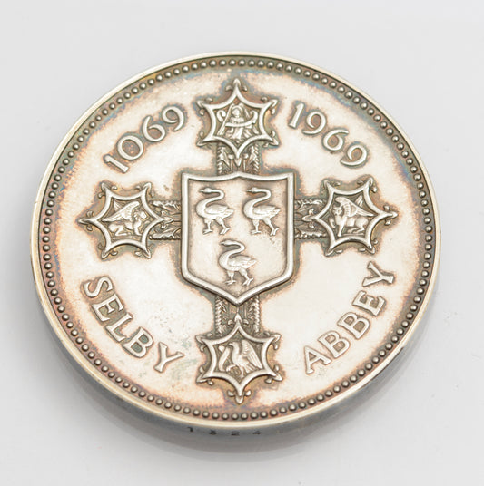 Vintage Selby Abbey 900th Anniversary Britannia Silver Ltd Edn Coin Medal (C2849)