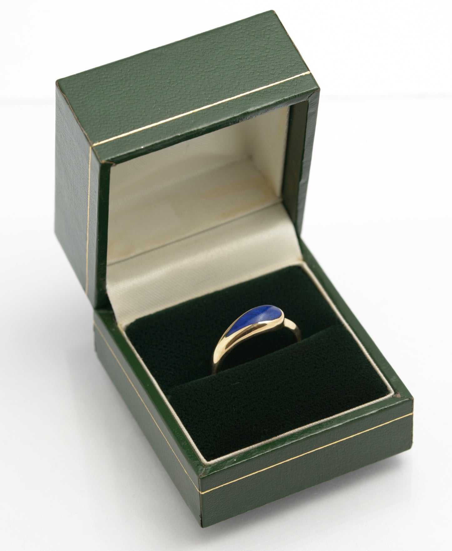 Vintage 9ct Gold & Lapis Lazuli Teardrop Cabochon Ladies Ring Size M1/2 (C2850)