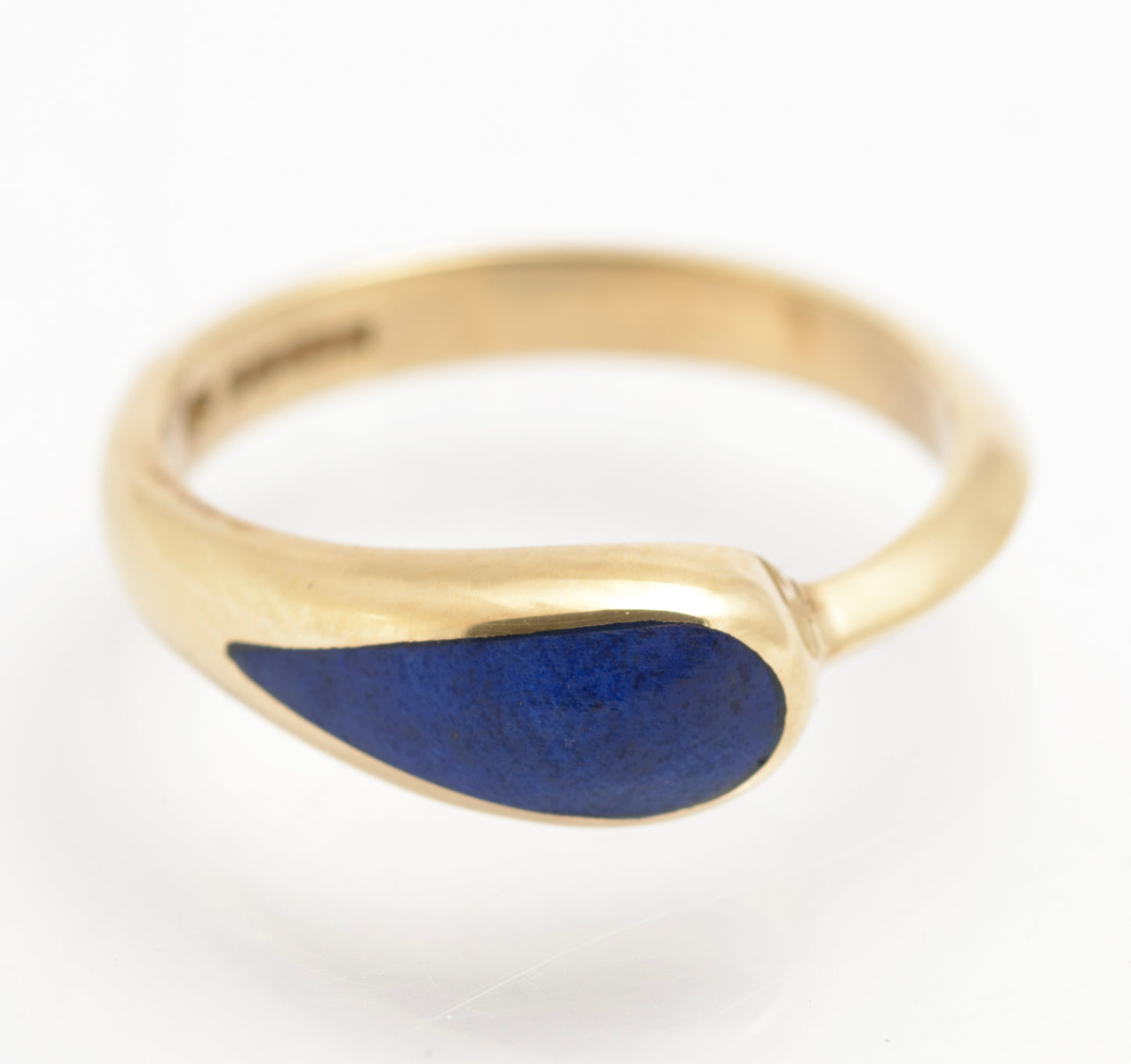 Vintage 9ct Gold & Lapis Lazuli Teardrop Cabochon Ladies Ring Size M1/2 (C2850)