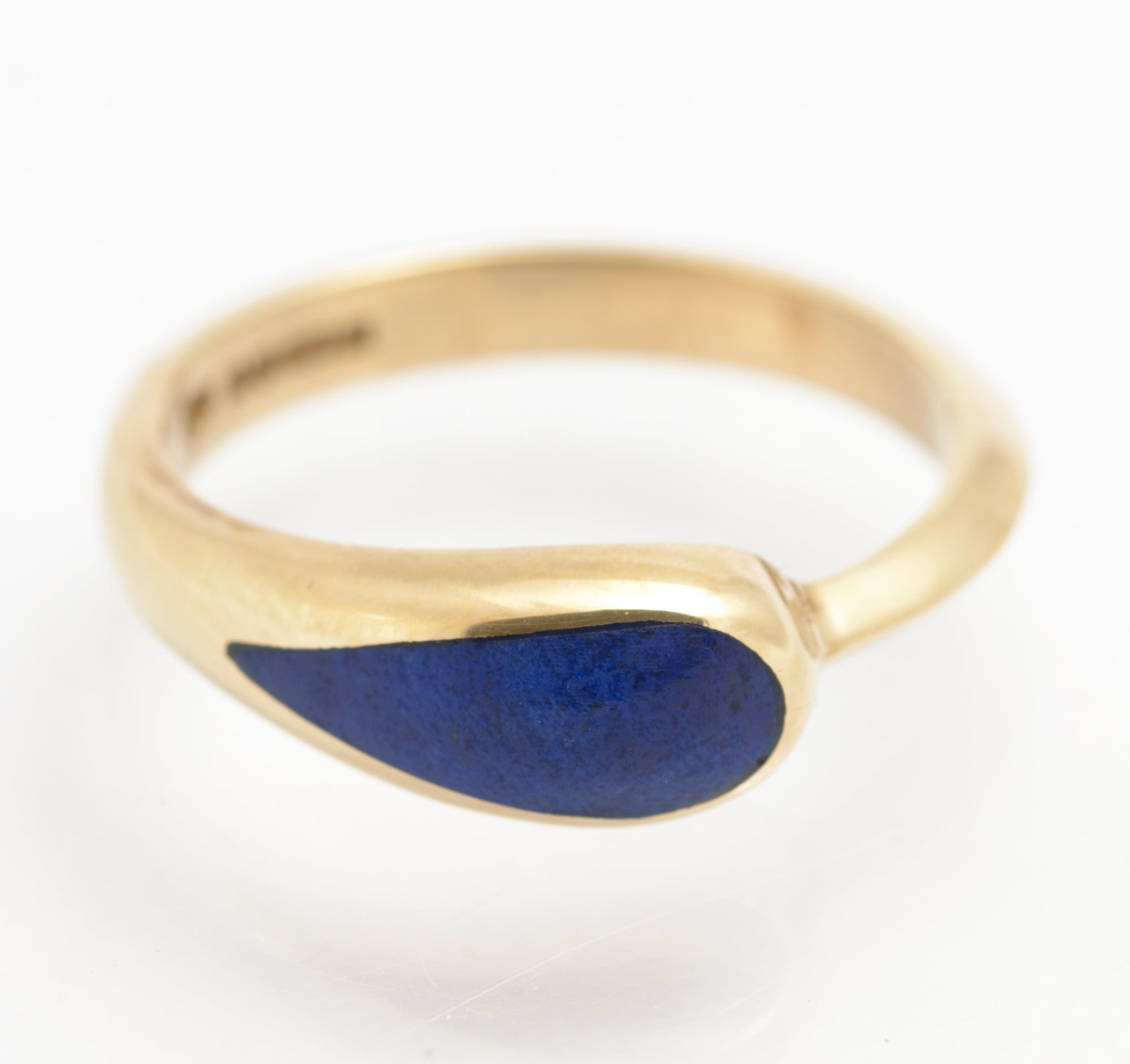 Vintage 9ct Gold & Lapis Lazuli Teardrop Cabochon Ladies Ring Size M1/2 (C2850)
