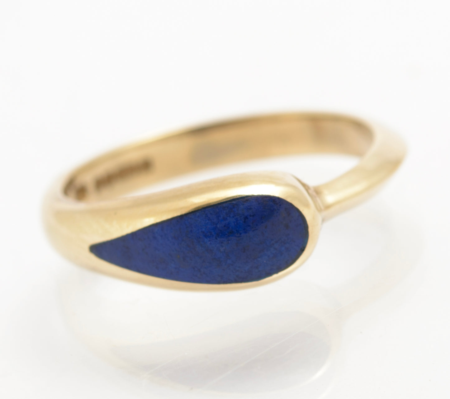 Vintage 9ct Gold & Lapis Lazuli Teardrop Cabochon Ladies Ring Size M1/2 (C2850)