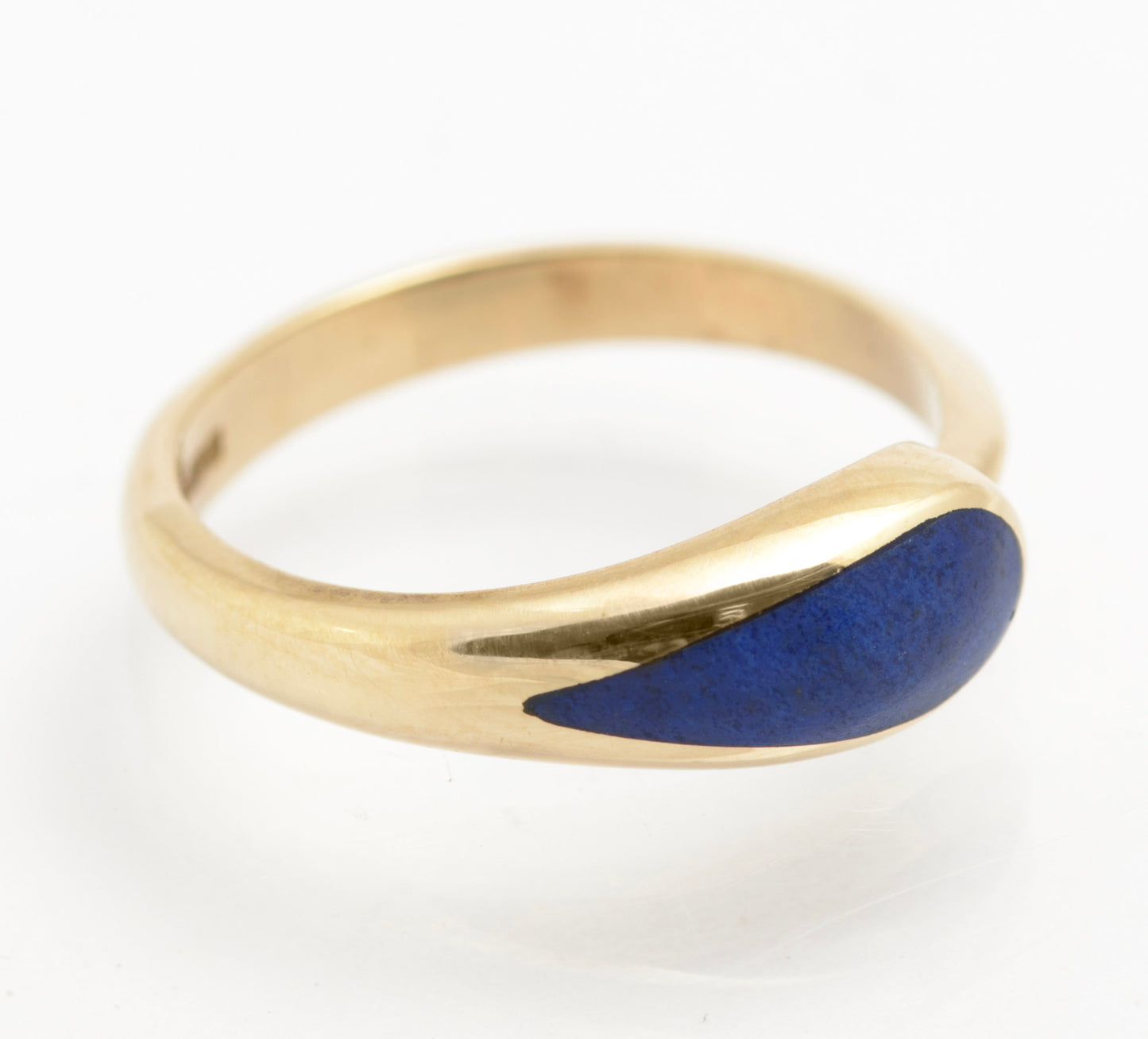 Vintage 9ct Gold & Lapis Lazuli Teardrop Cabochon Ladies Ring Size M1/2 (C2850)