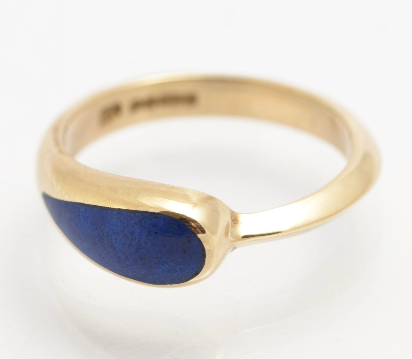 Vintage 9ct Gold & Lapis Lazuli Teardrop Cabochon Ladies Ring Size M1/2 (C2850)