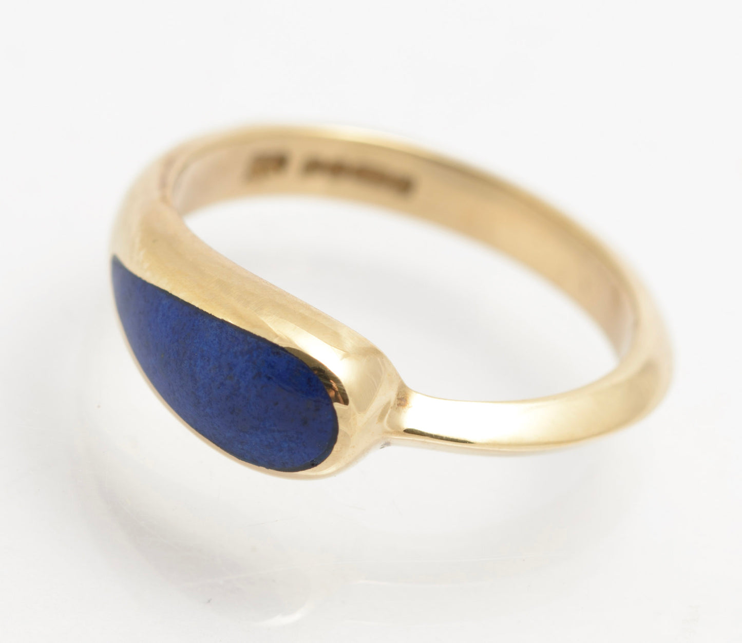 Vintage 9ct Gold & Lapis Lazuli Teardrop Cabochon Ladies Ring Size M1/2 (C2850)