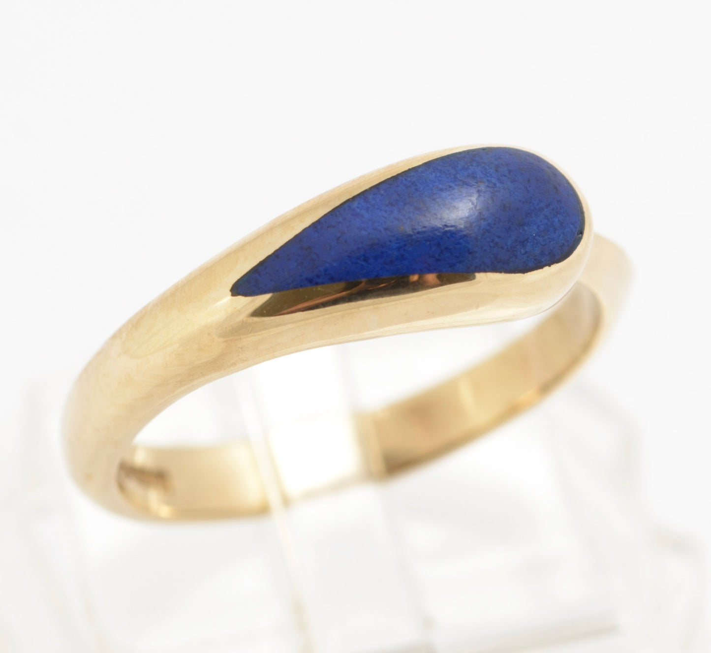 Vintage 9ct Gold & Lapis Lazuli Teardrop Cabochon Ladies Ring Size M1/2 (C2850)