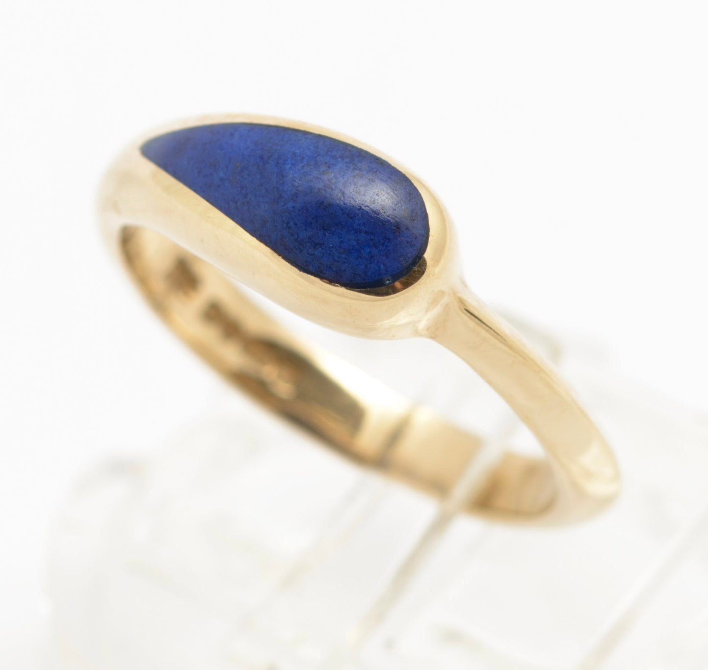 Vintage 9ct Gold & Lapis Lazuli Teardrop Cabochon Ladies Ring Size M1/2 (C2850)