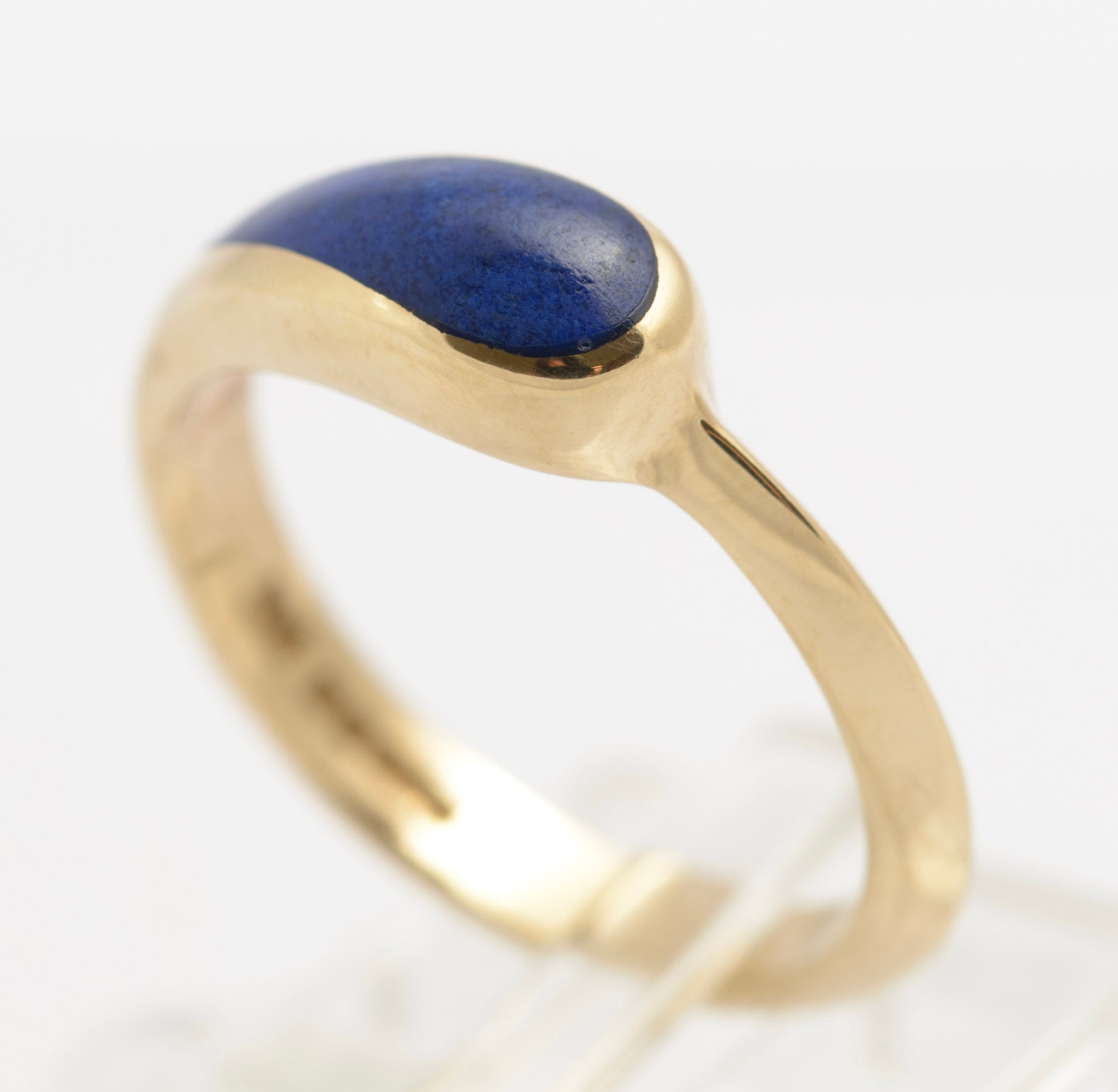 Vintage 9ct Gold & Lapis Lazuli Teardrop Cabochon Ladies Ring Size M1/2 (C2850)