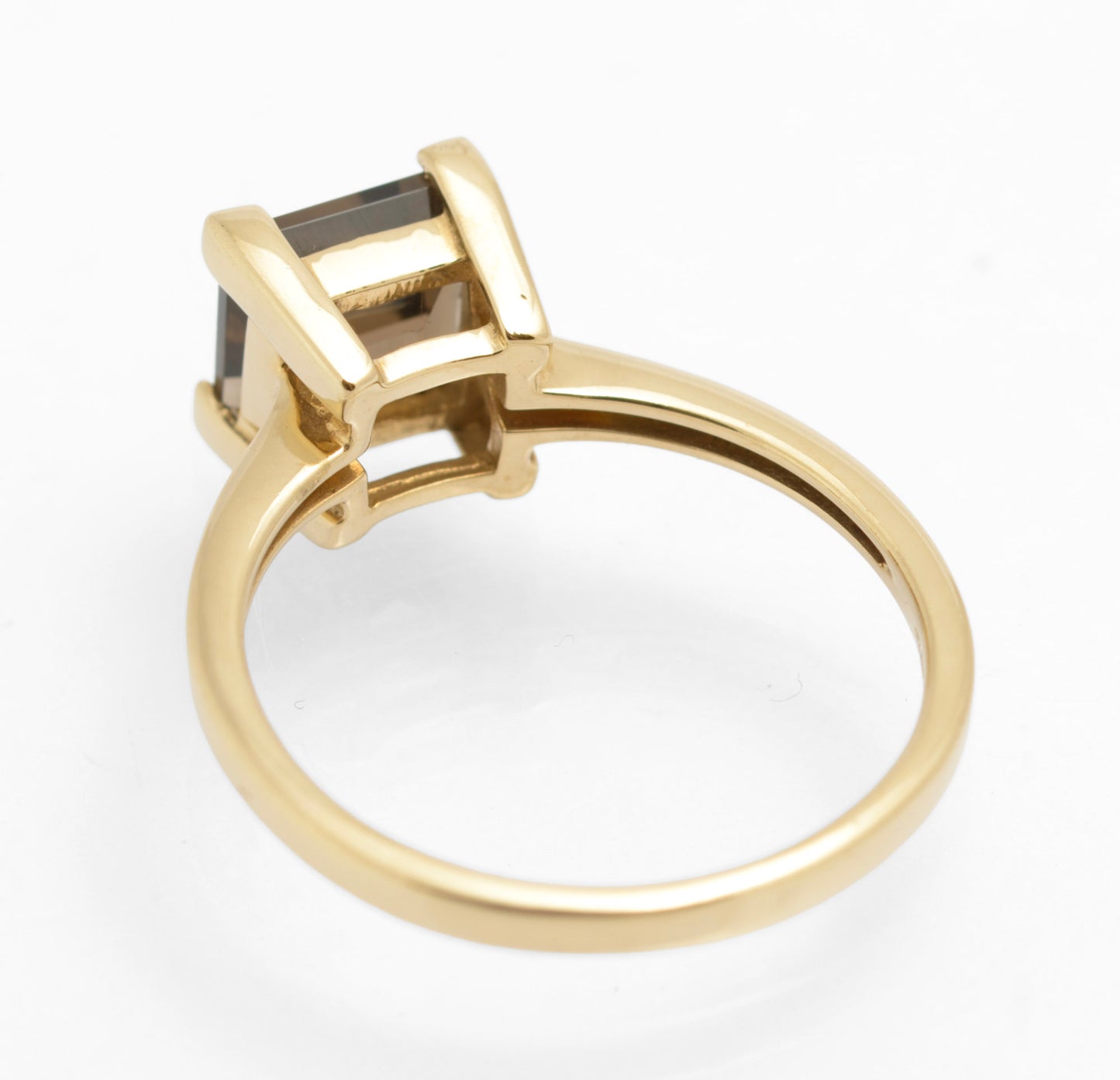 9ct Gold & Square Facet Cut Natural Smoky Quartz Ring Women's Size N (C2852)