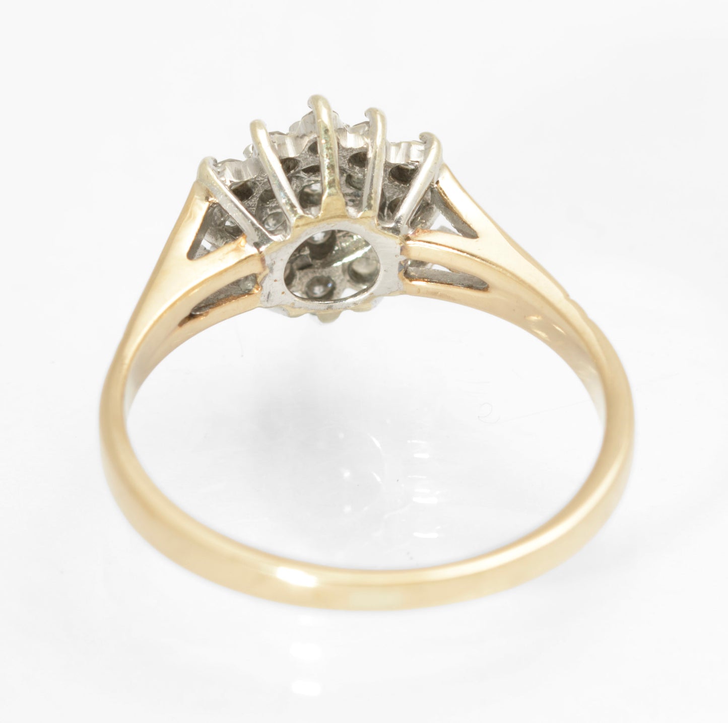 Vintage 9ct Yellow Gold Natural Diamond Cluster Ring Ladies UK Size P1/2 (C2853)