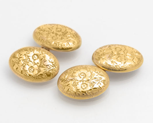 Pair Antique Victorian 9ct Gold Oval Head Cufflinks Hallmarked Birmingham 1900 (C2854)