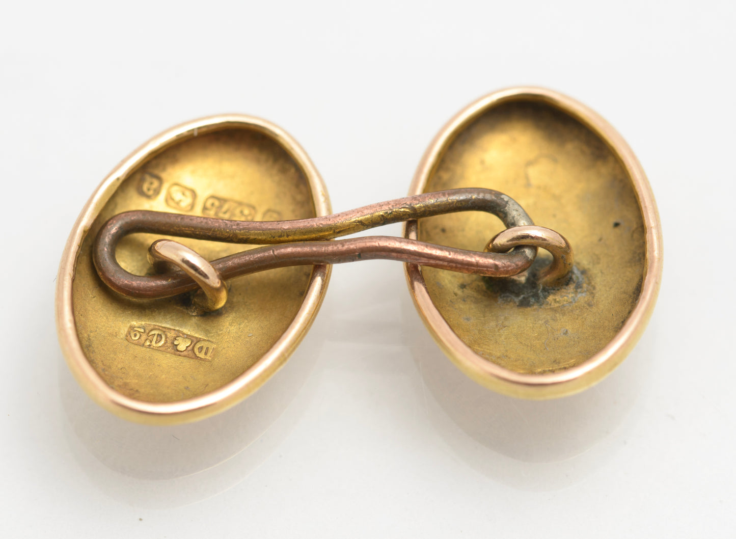 Pair Antique Victorian 9ct Gold Oval Head Cufflinks Hallmarked Birmingham 1900 (C2854)