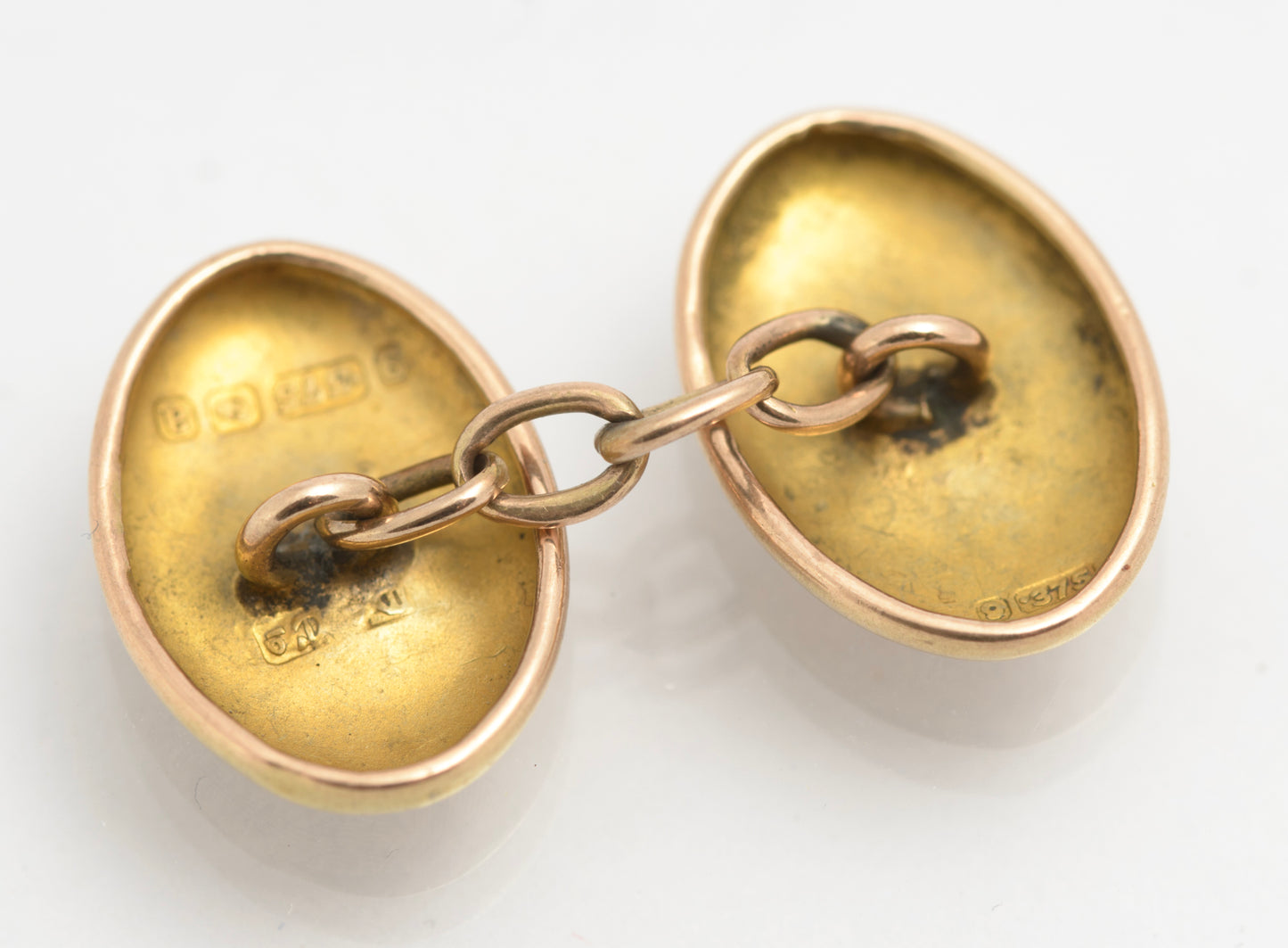 Pair Antique Victorian 9ct Gold Oval Head Cufflinks Hallmarked Birmingham 1900 (C2854)
