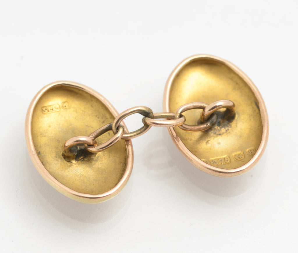Pair Antique Victorian 9ct Gold Oval Head Cufflinks Hallmarked Birmingham 1900 (C2854)