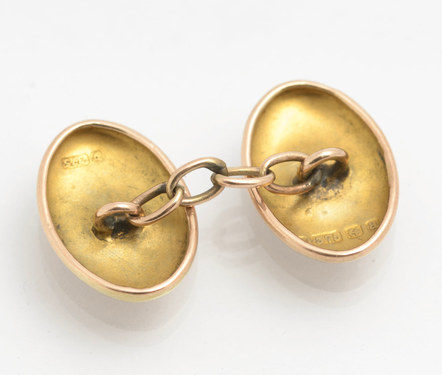Pair Antique Victorian 9ct Gold Oval Head Cufflinks Hallmarked Birmingham 1900 (C2854)