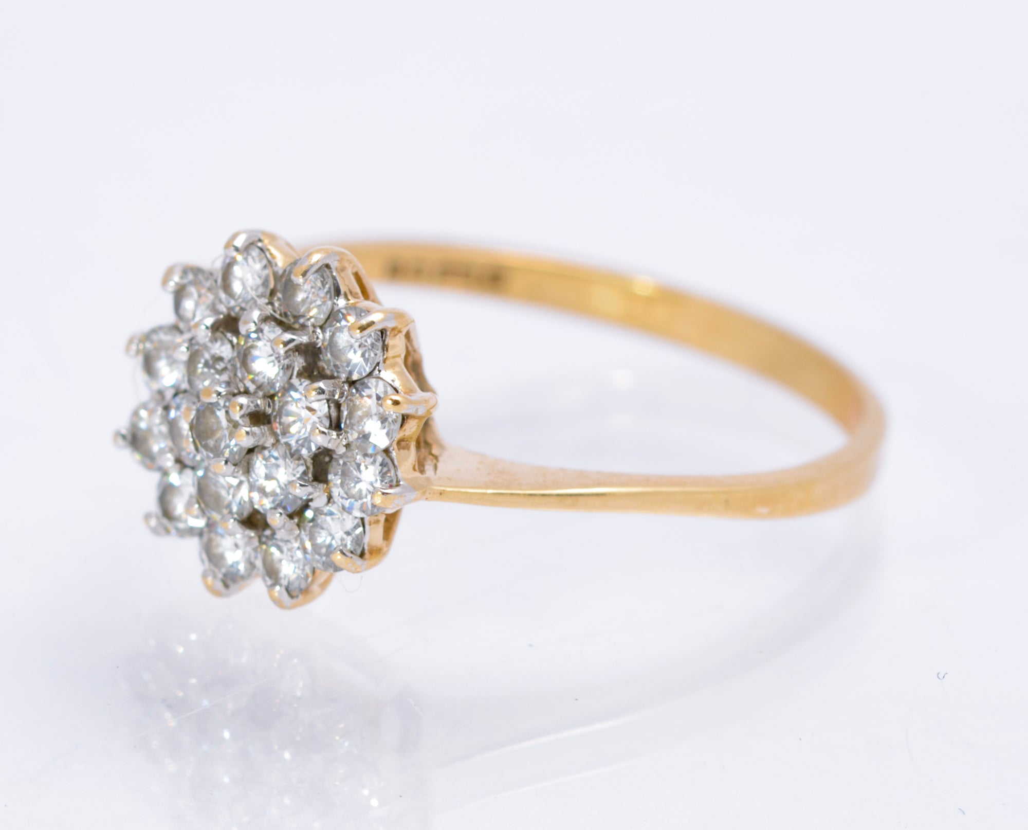 Vintage 9ct Gold 3 Tier CZ Cluster Ring Ladies UK Size N Hallmarked 1985 (C2856)