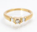 Vintage 9ct Gold & Natural Diamond Ring Baguette Shoulders Women's Size O (C2857)