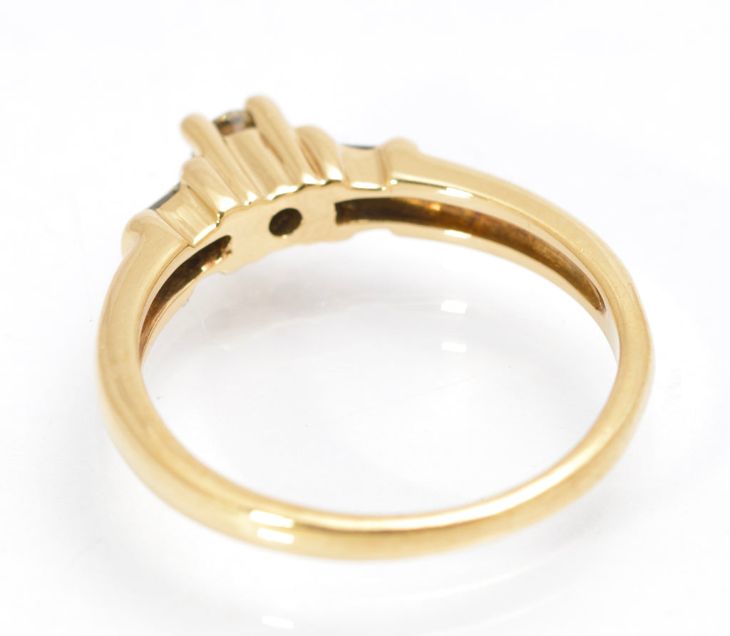 Vintage 9ct Gold & Natural Diamond Ring Baguette Shoulders Women's Size O (C2857)
