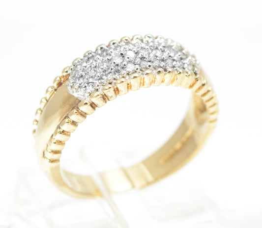 Vintage 9ct Gold Pave Set Natural Diamond Ring Womens Size M Hallmarked (C2859)