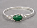 Vintage Mexican Sterling Silver & Malachite Cabochon Bangle / Bracelet (C2867)