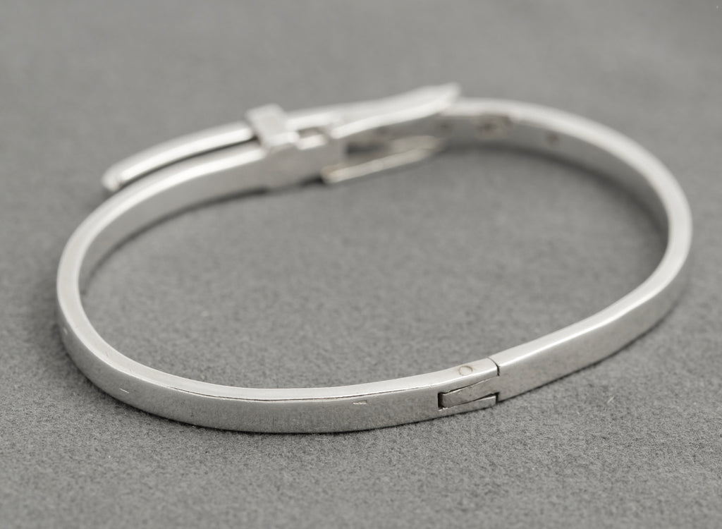 Vintage Sterling Silver Bangle Bracelet Belt & Buckle Design With Working Clasp (C2872)