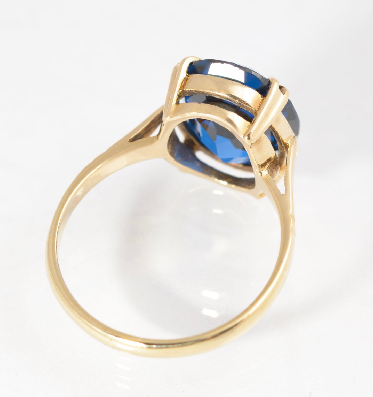 Vintage 9ct Gold & Intense Electric Blue Spinel Ring Size L1/2 (C2876)