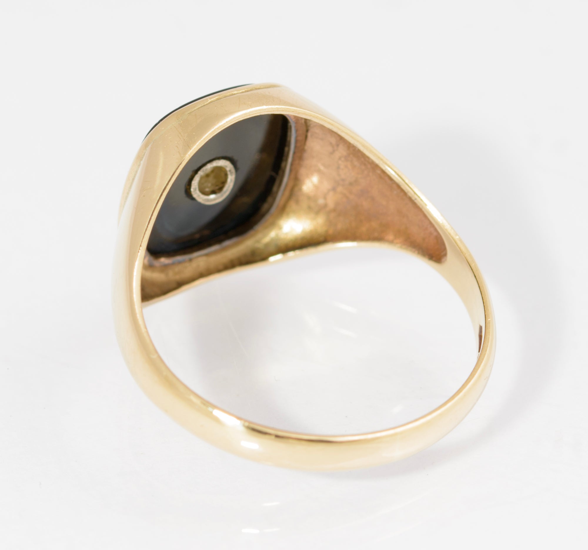 Vintage 9ct Gold Black Onyx & Diamond Classic Men's Signet Ring UK Size T (C2881)
