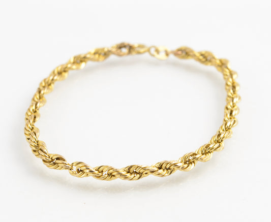 Vintage 9ct Gold Italian Woven Rope Twist Braid Bracelet - Hallmarked (C2883)