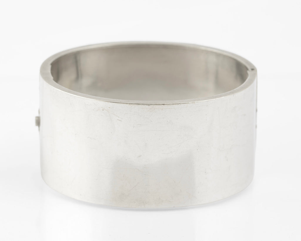 Fine Antique Victorian Sterling Silver & Gold Wide Cuff Bangle c.1880 (C2884)