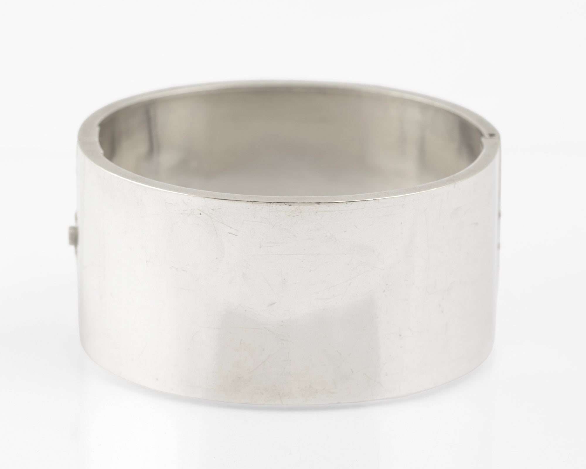 Fine Antique Victorian Sterling Silver & Gold Wide Cuff Bangle c.1880 (C2884)