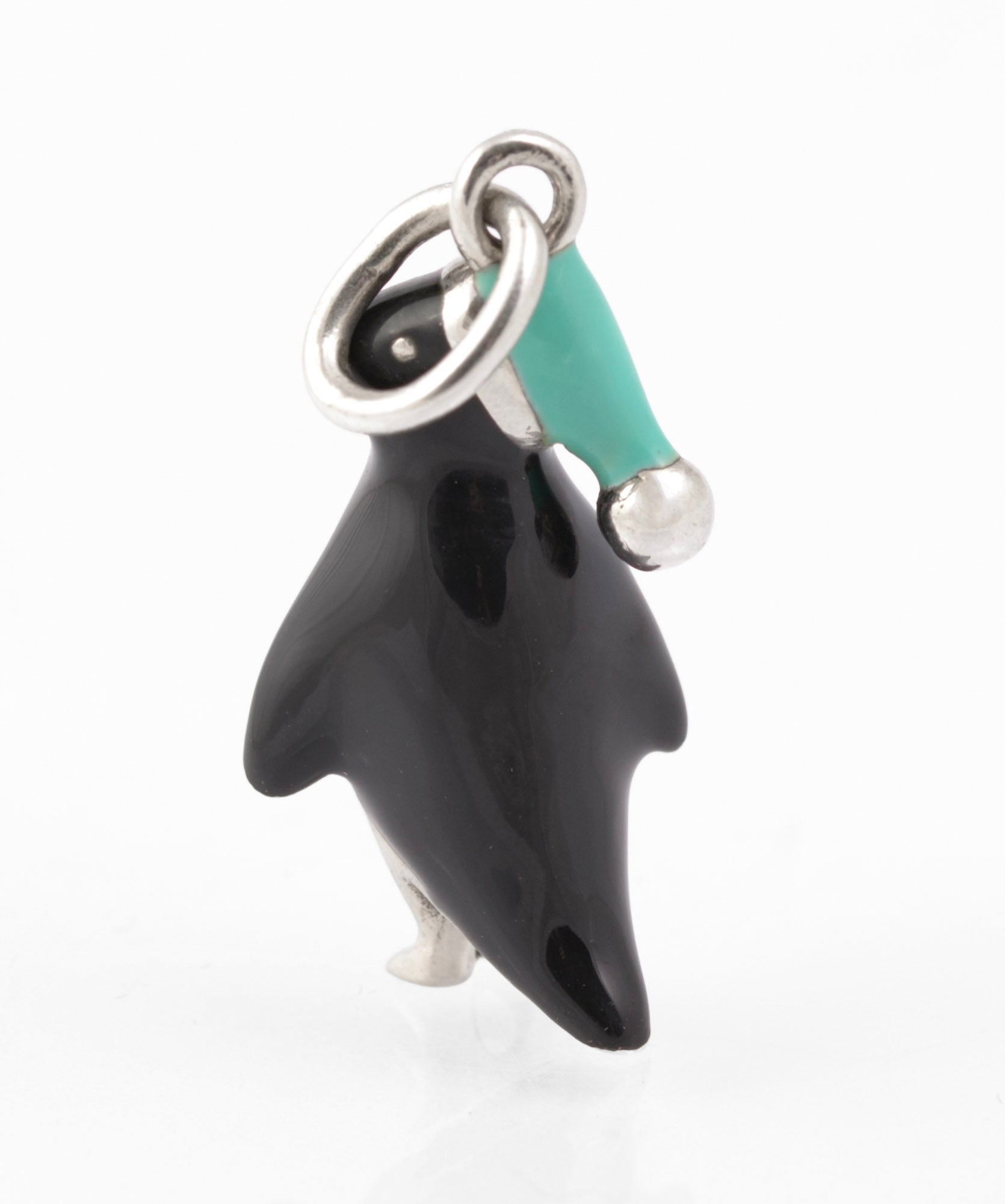 Tiffany & Co. Sterling Silver & Enamel Penguin Charm With Hat (C2885)