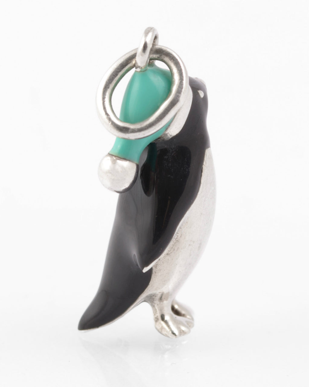 Tiffany & Co. Sterling Silver & Enamel Penguin Charm With Hat (C2885)
