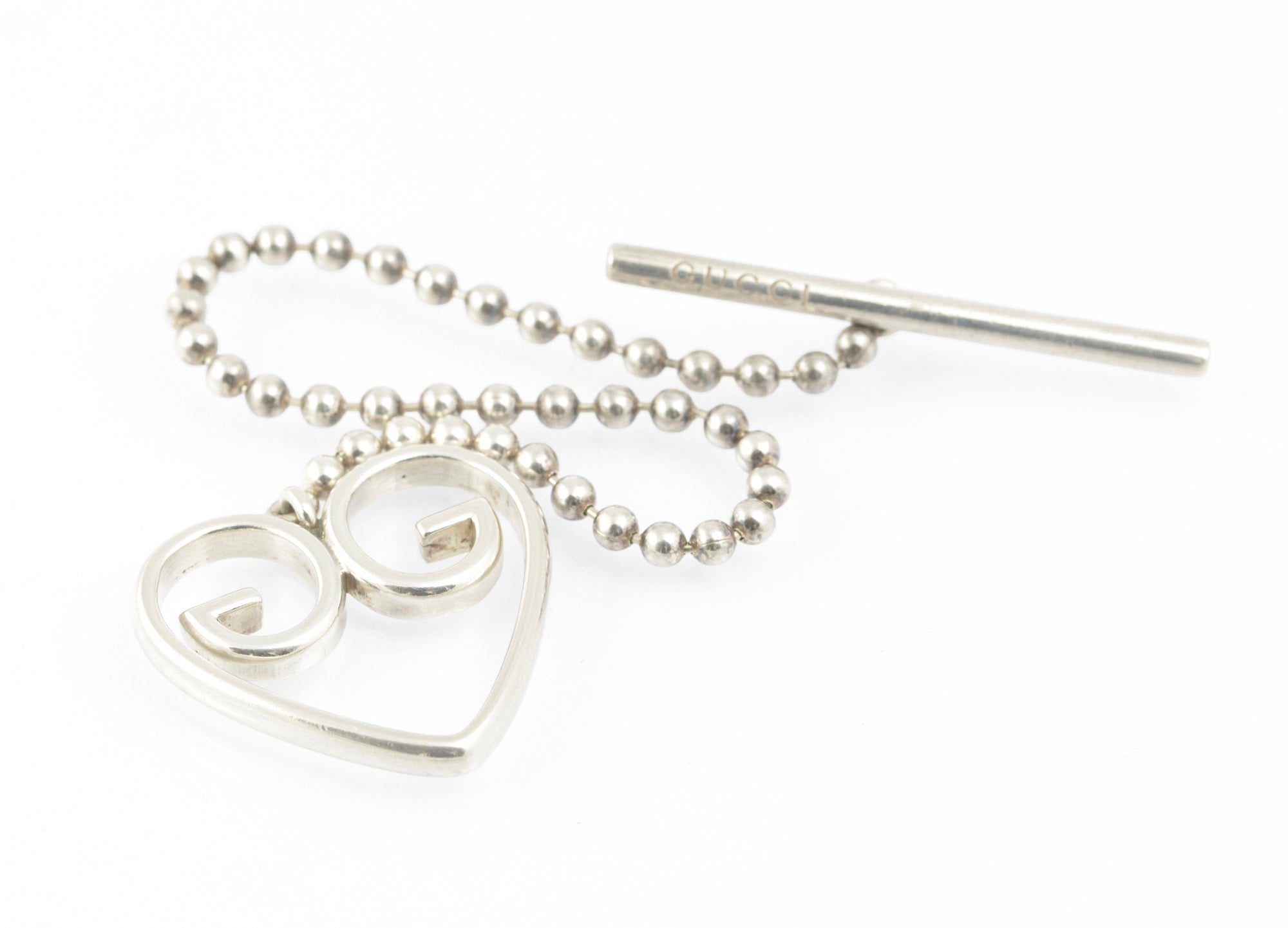 Vintage Gucci Sterling Silver Heart Logo Bracelet Original Box & Pouch (C2888)