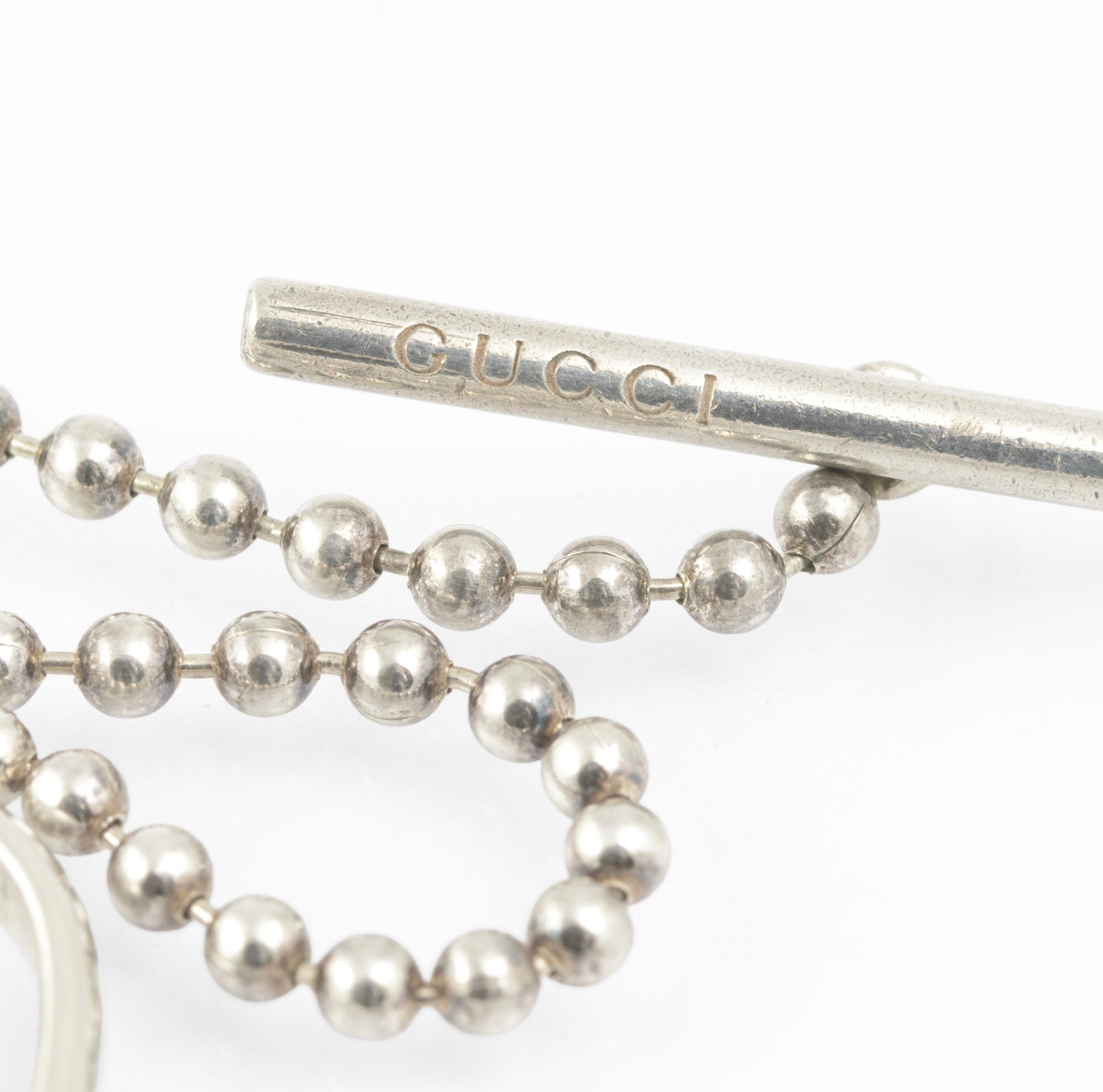 Vintage Gucci Sterling Silver Heart Logo Bracelet Original Box & Pouch (C2888)