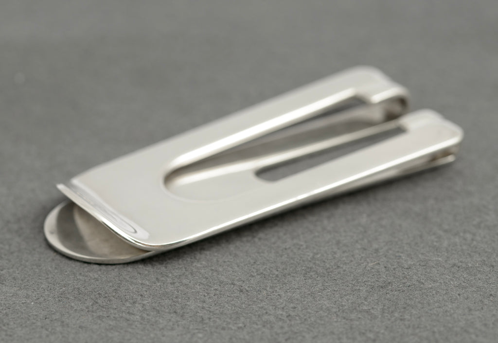 Vintage Sterling Silver Money Clip - Art Deco Design - Sheffield Hallmark 1993(C2892)