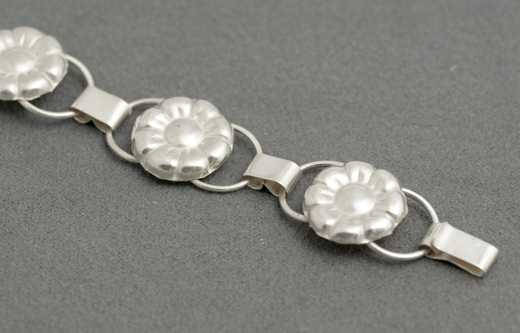 Vintage Hans Jensen Danish Scandi 830 Silver Flowerhead Bracelet c.1967 (C2895)
