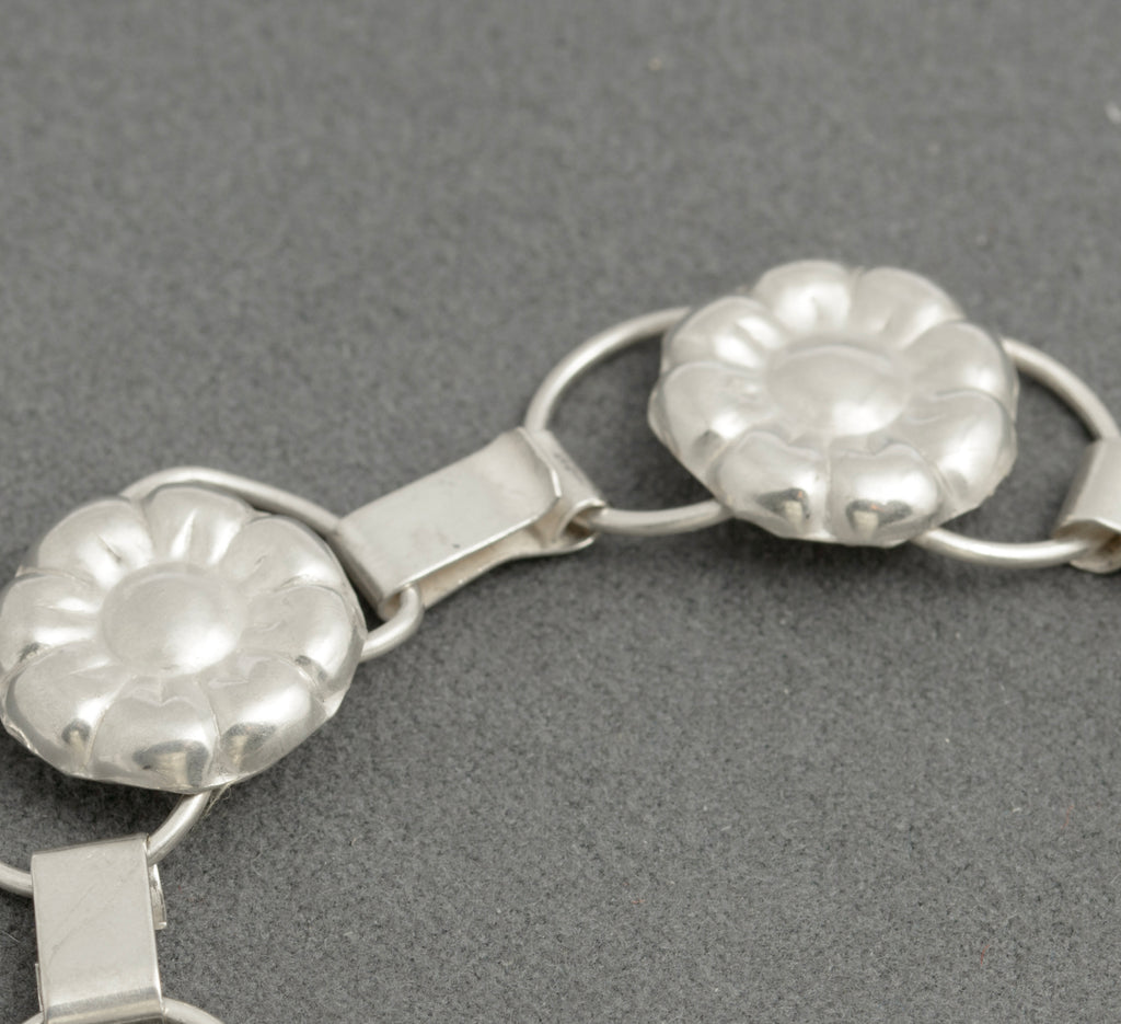Vintage Hans Jensen Danish Scandi 830 Silver Flowerhead Bracelet c.1967 (C2895)