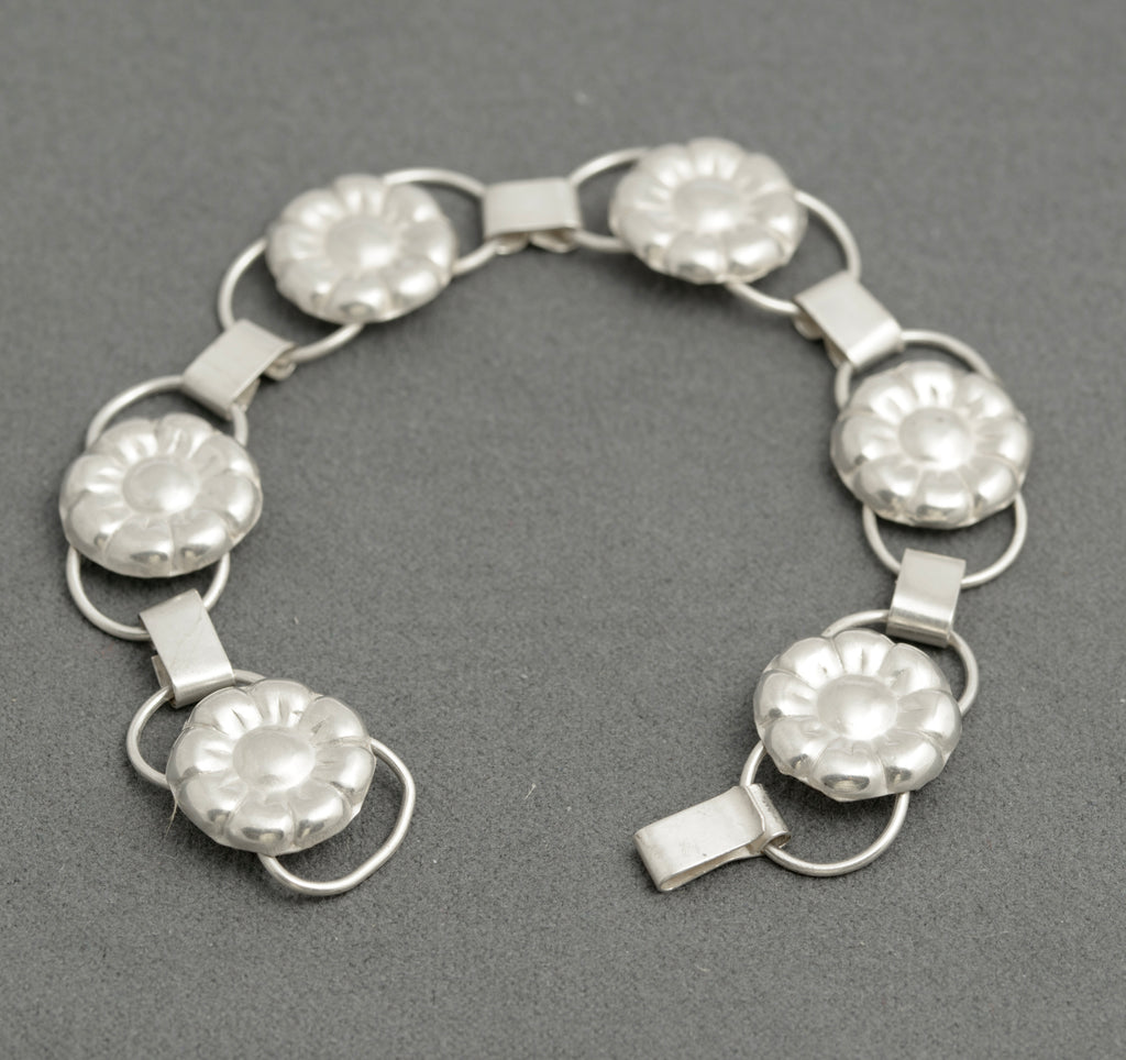 Vintage Hans Jensen Danish Scandi 830 Silver Flowerhead Bracelet c.1967 (C2895)