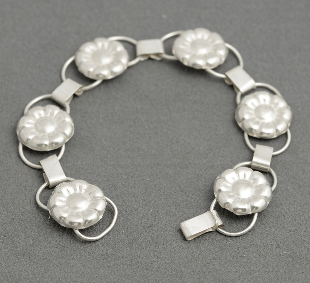 Vintage Hans Jensen Danish Scandi 830 Silver Flowerhead Bracelet c.1967 (C2895)