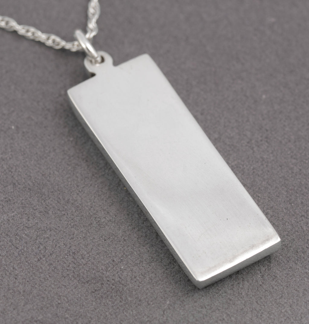 Vintage Sterling Silver Ingot Bullion Bar Pendant Necklace Feature Hallmark 1979(C2897)