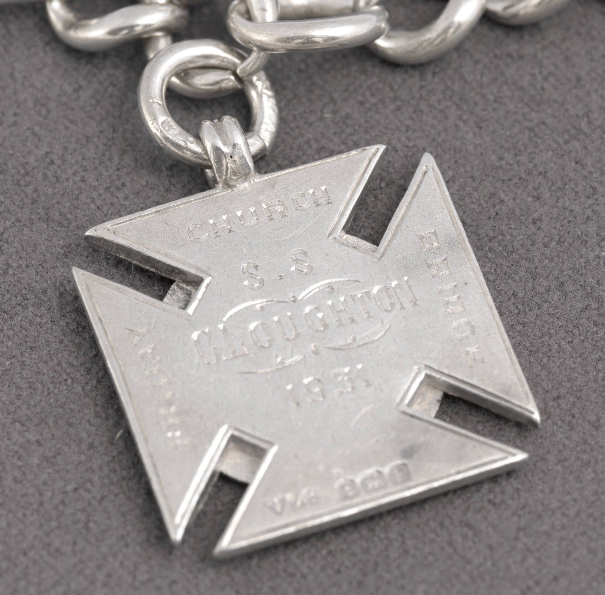 Antique Victorian Sterling Silver Albert Watch Chain & Fob Hallmarked 1899 (C2898)