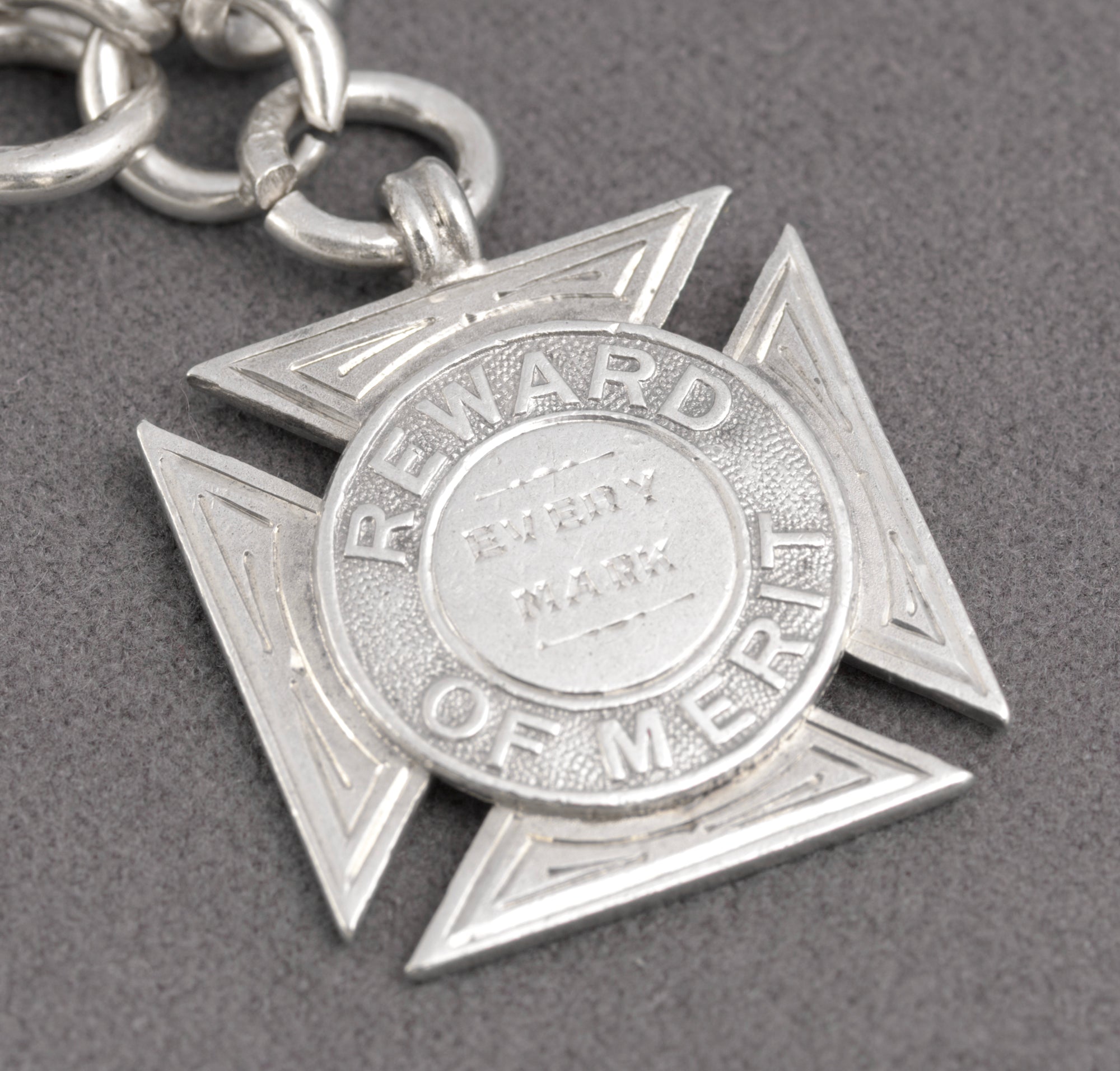 Antique Victorian Sterling Silver Albert Watch Chain & Fob Hallmarked 1899 (C2898)