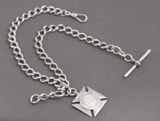 Antique Victorian Sterling Silver Albert Watch Chain & Fob Hallmarked 1899 (C2898)