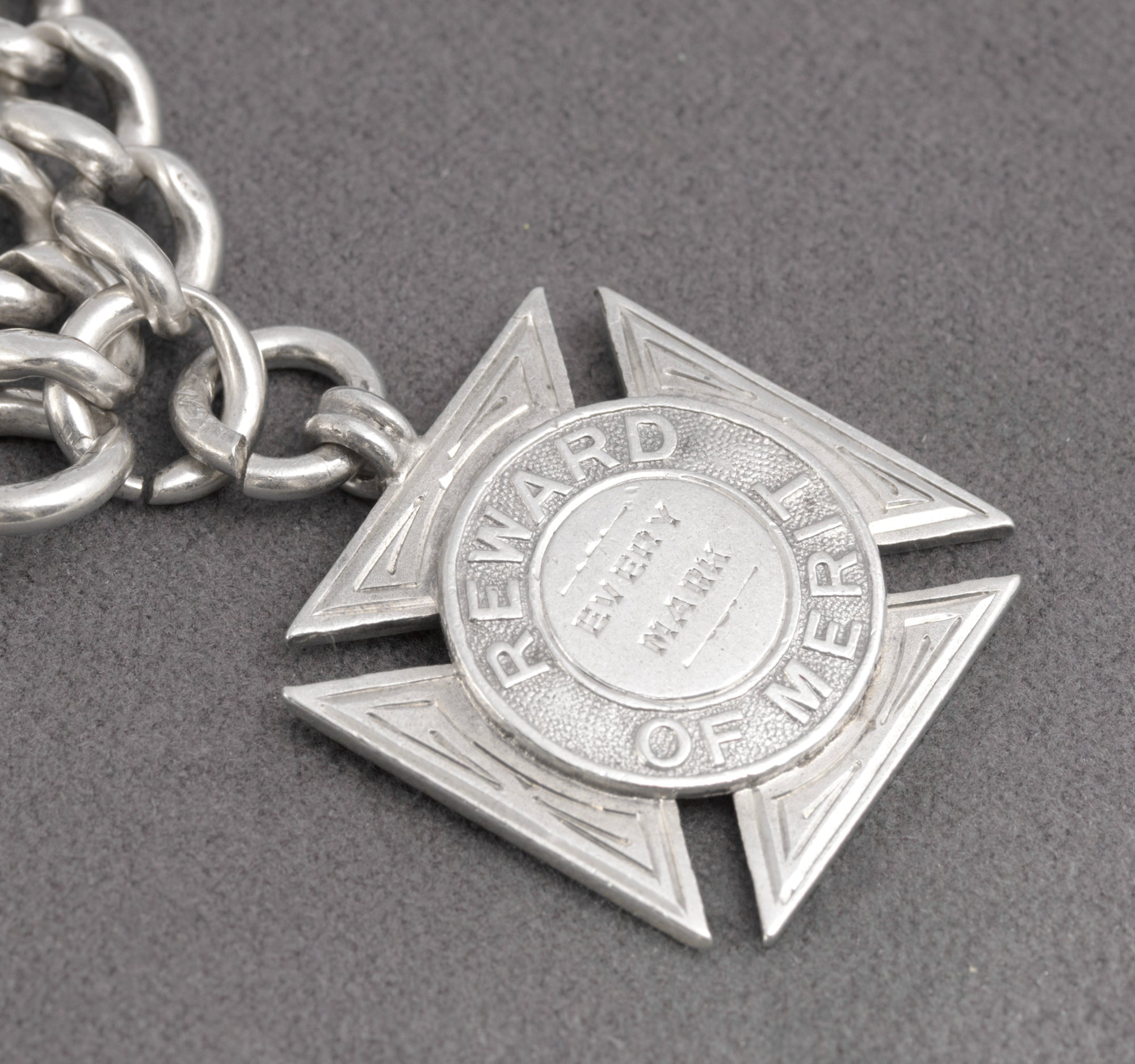 Antique Victorian Sterling Silver Albert Watch Chain & Fob Hallmarked 1899 (C2898)
