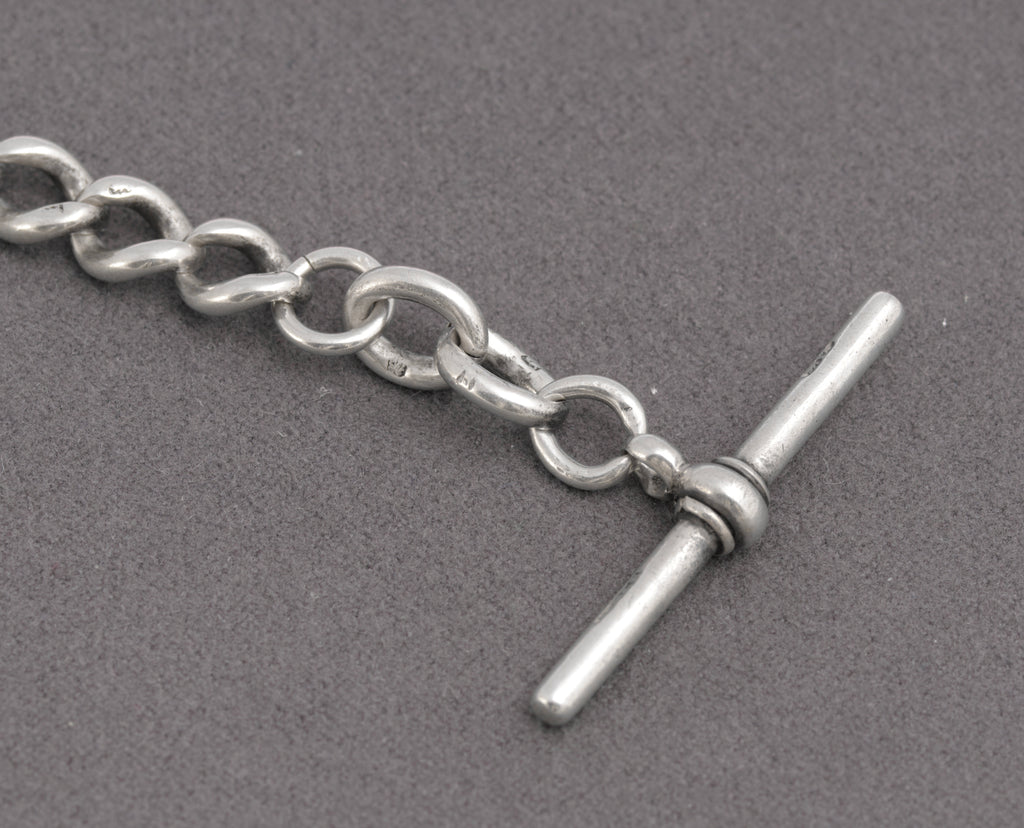 Antique Victorian Sterling Silver Albert Watch Chain & Fob Hallmarked 1899 (C2898)