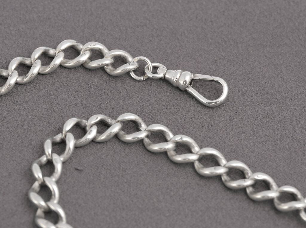 Antique Victorian Sterling Silver Albert Watch Chain & Fob Hallmarked 1899 (C2898)