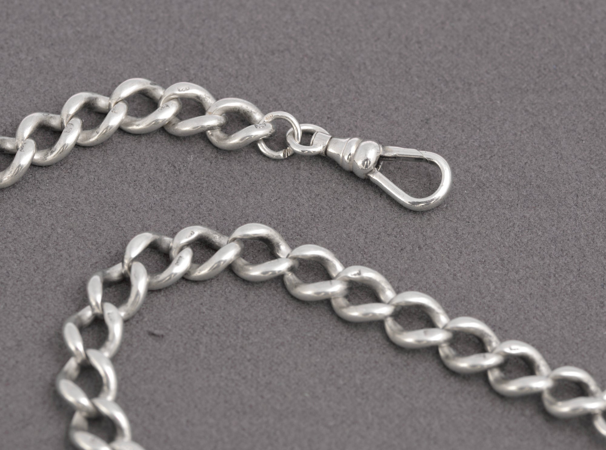 Antique Victorian Sterling Silver Albert Watch Chain & Fob Hallmarked 1899 (C2898)