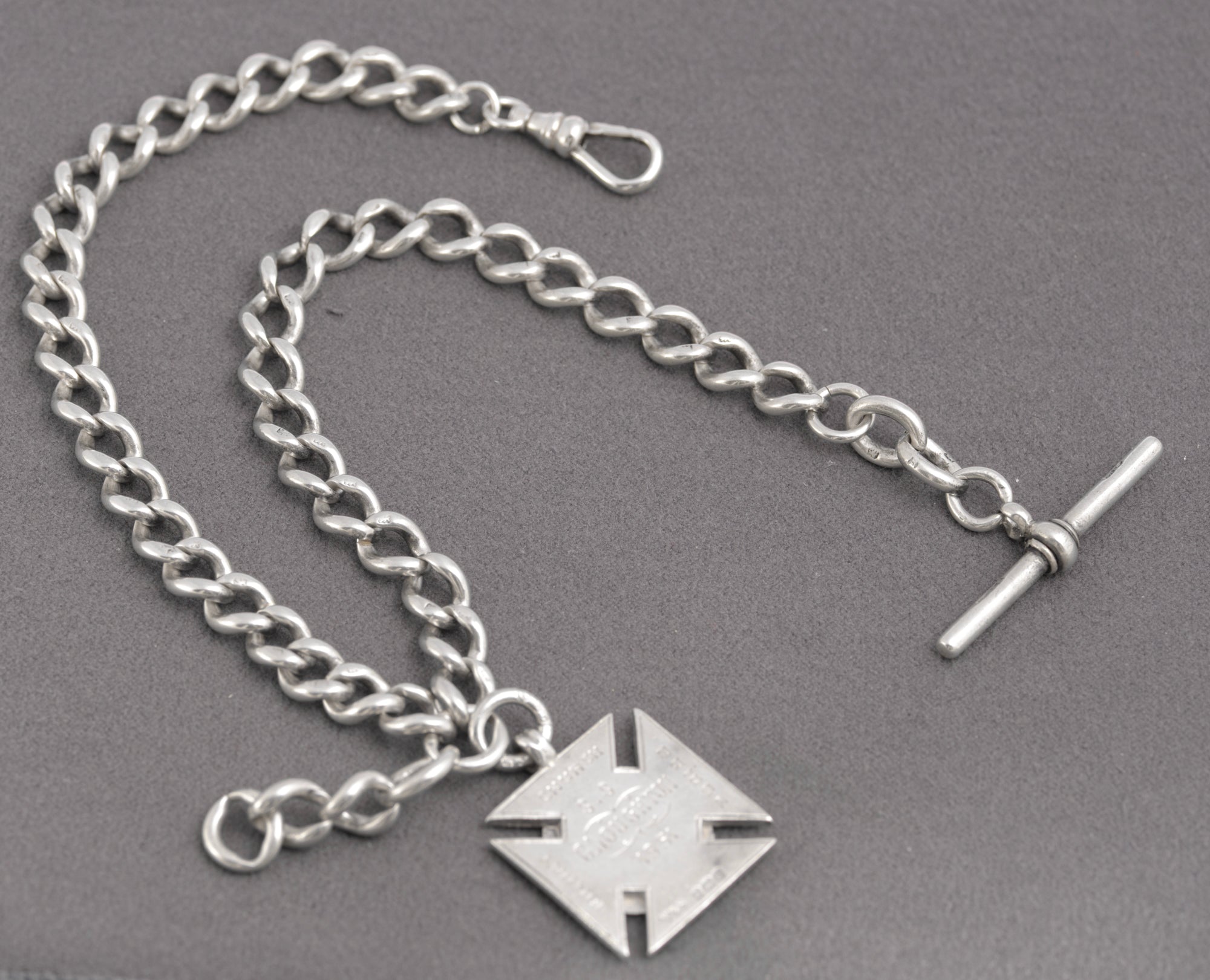 Antique Victorian Sterling Silver Albert Watch Chain & Fob Hallmarked 1899 (C2898)