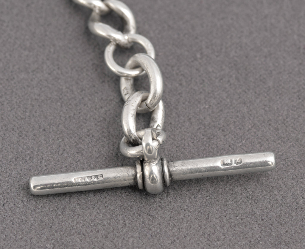 Antique Victorian Sterling Silver Albert Watch Chain & Fob Hallmarked 1899 (C2898)